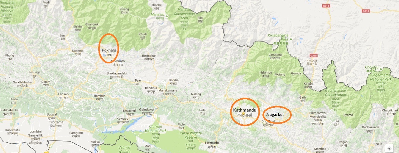 Kathmandu Nagarkot Pokhara map